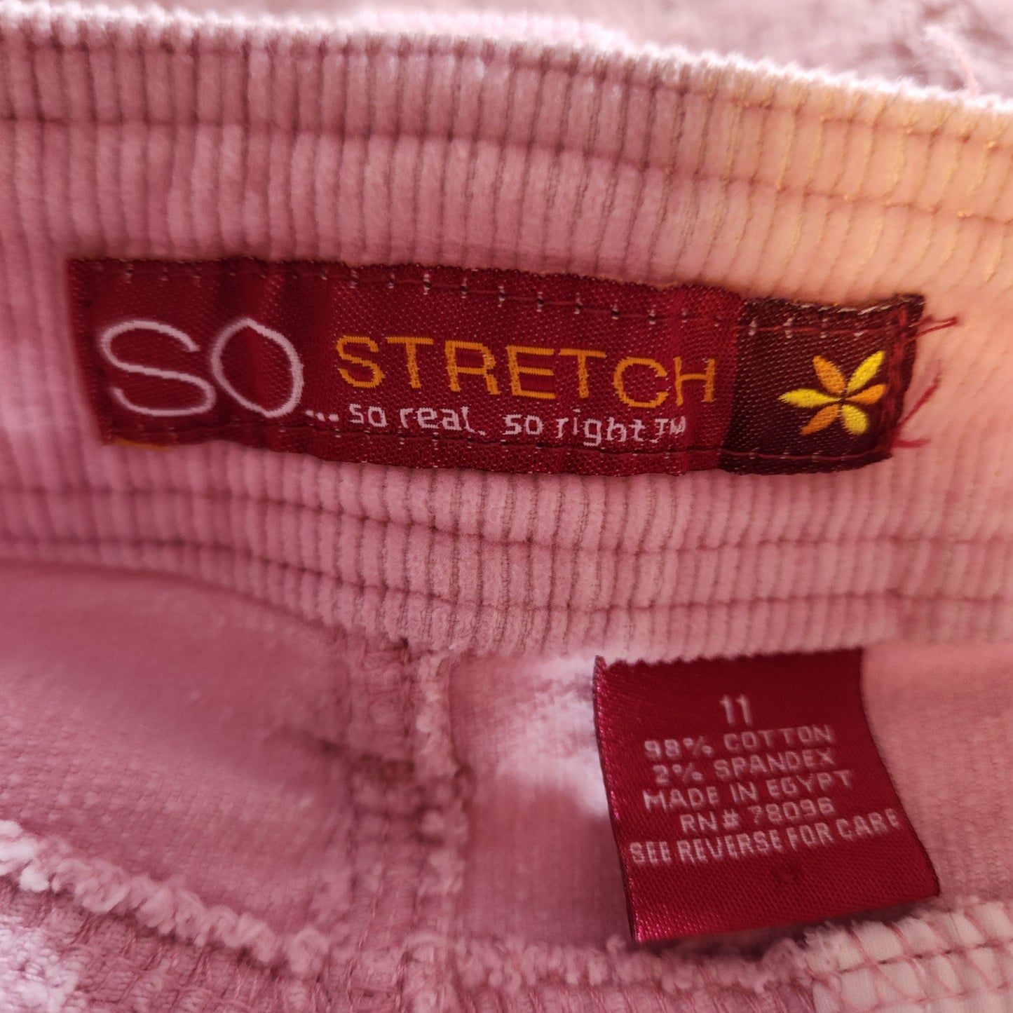 Pink Corduroy Jeans with Double Button Closure