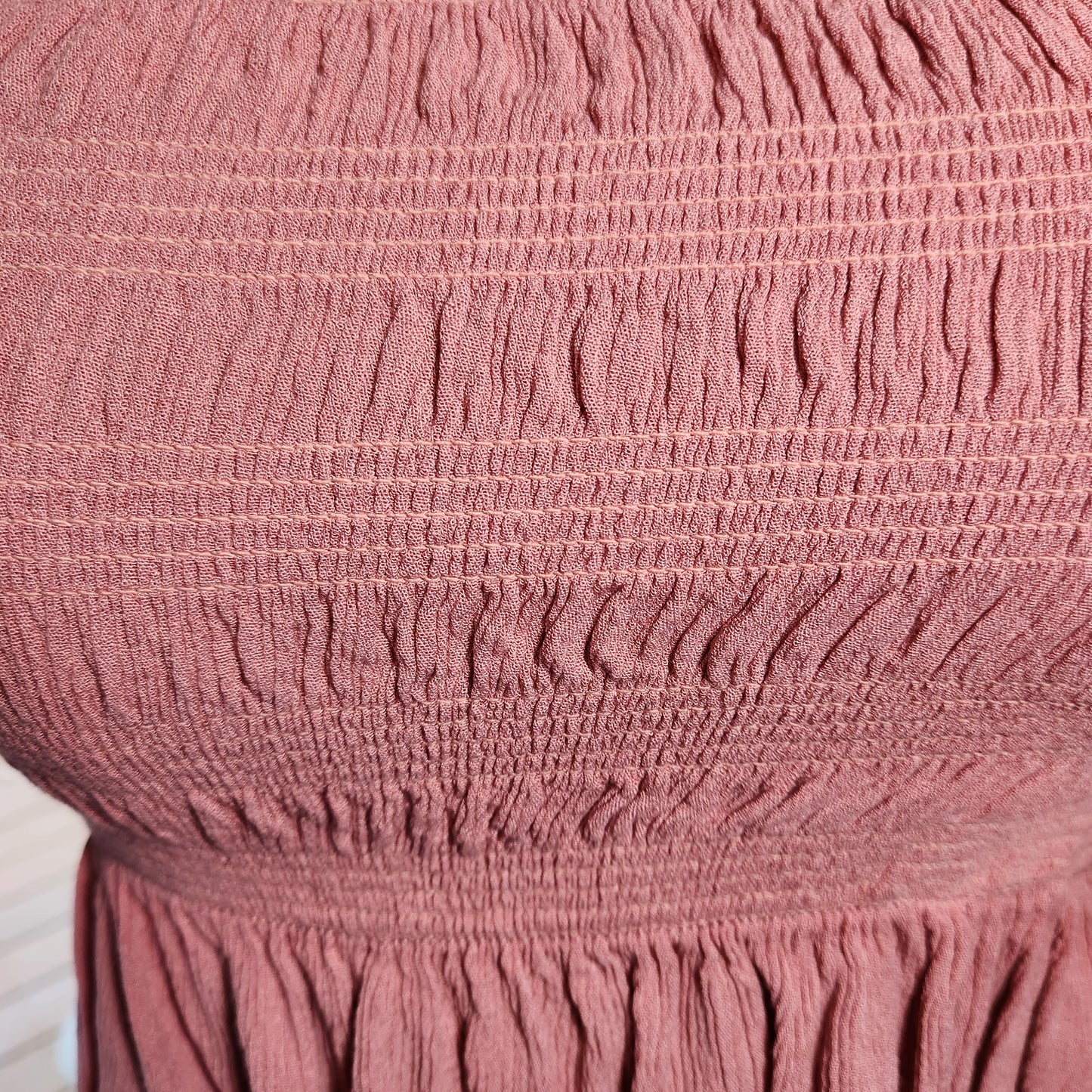 Salmon Elastic Crop Top with Sleeves