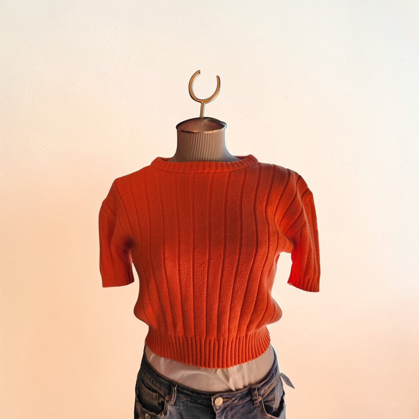 Limited. Orange, Ribbed, Crop Sweater
