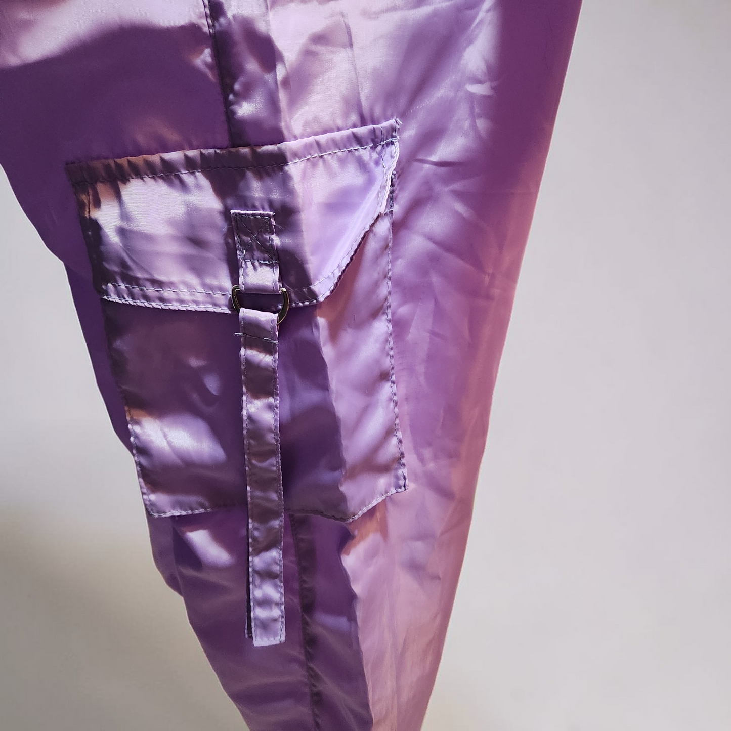 1990's Pastel Purple Silky Parachute Pants with Large Pockets