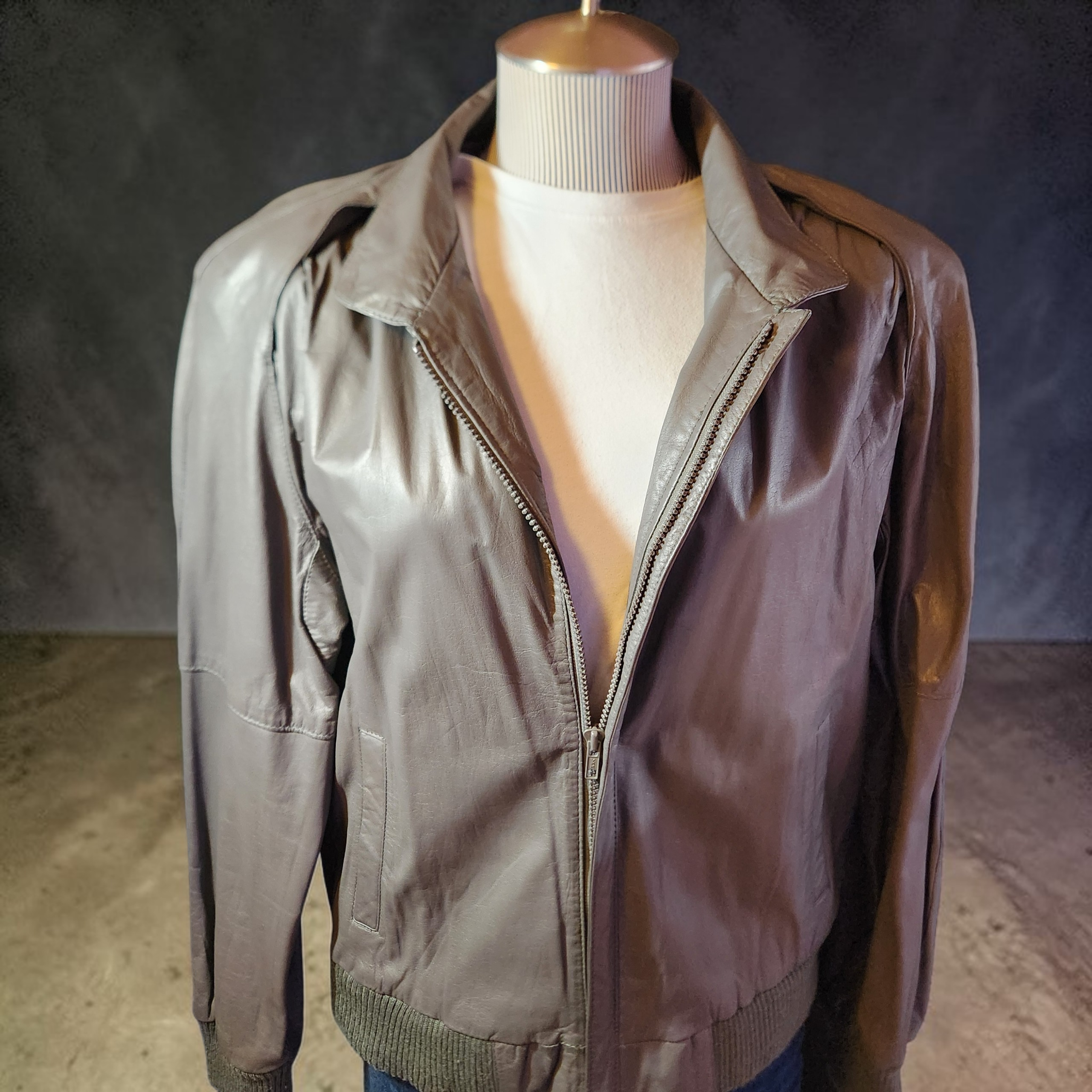 Grey Faux Leather Jacket