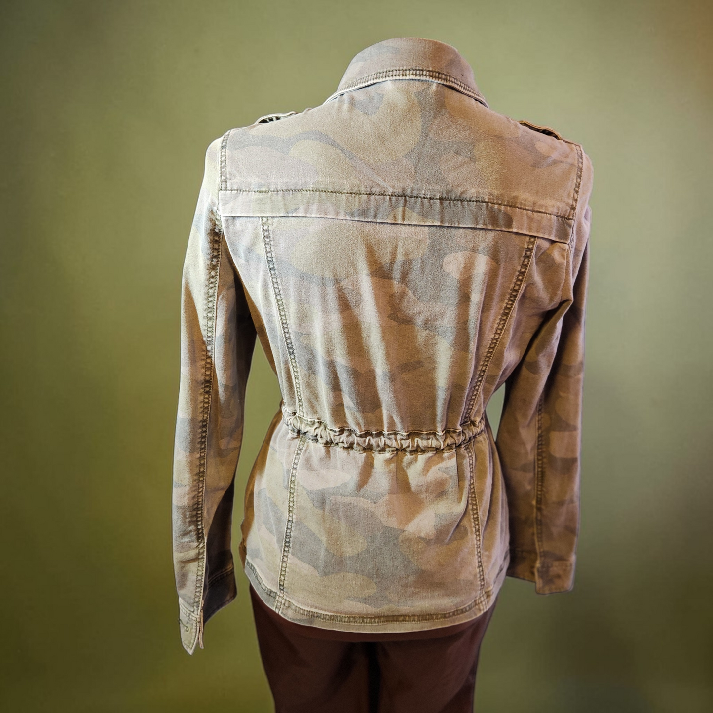 1990's Faded Camouflage Jacket with Fitted Waist