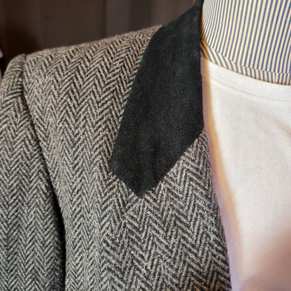 Houndstooth Jacket with Velour Collar