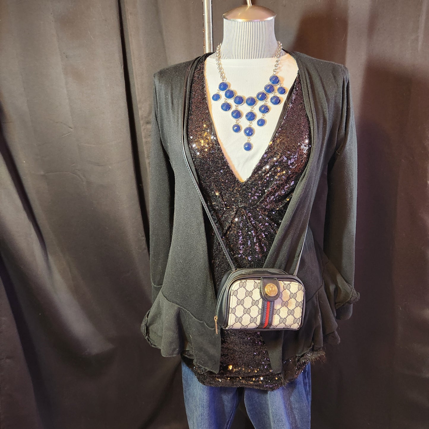 Black Cotton Top with Lace Bottom