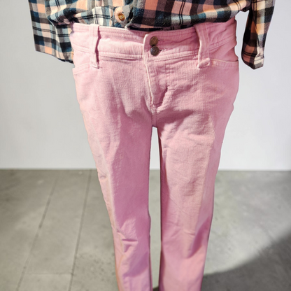 Pink Corduroy Jeans with Double Button Closure