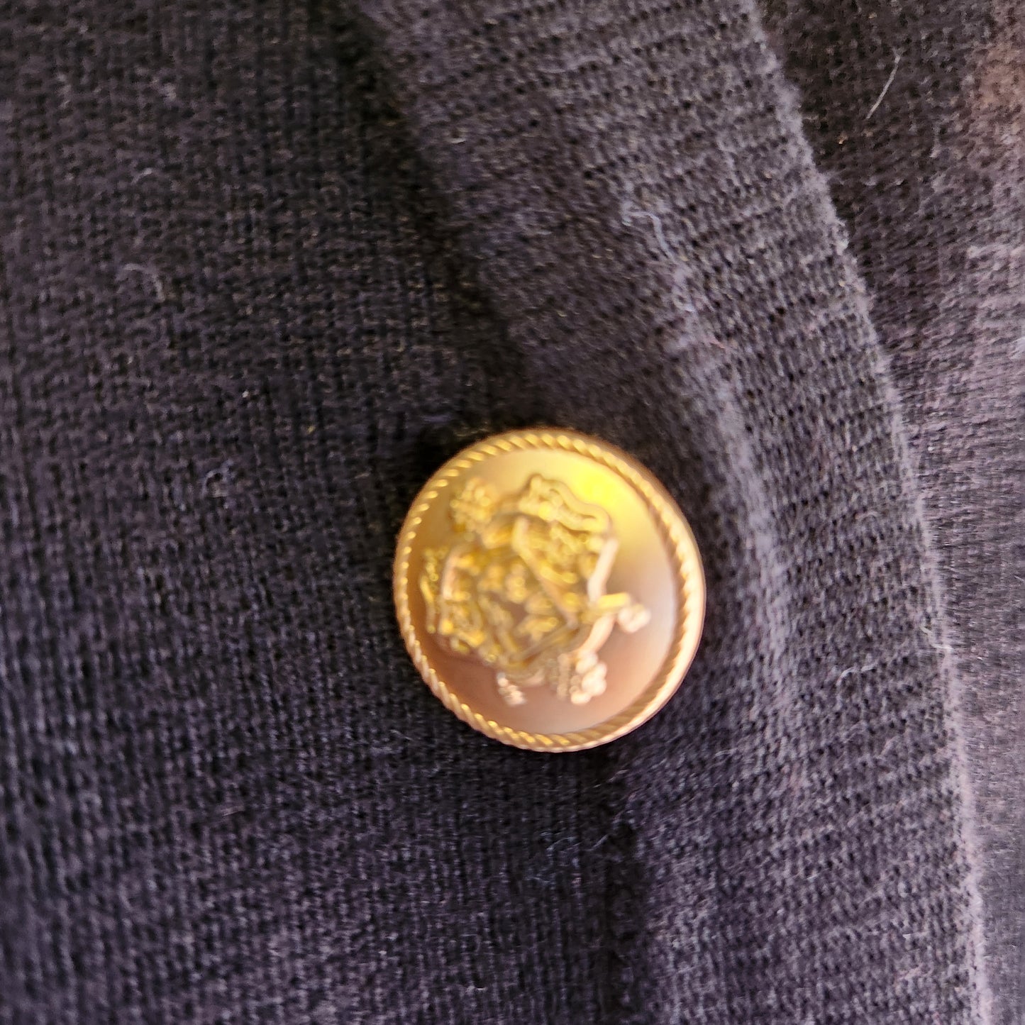 Black Sweater Vest with Engraved Gold Buttons