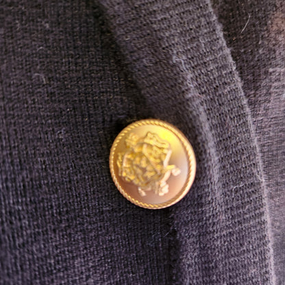 Black Sweater Vest with Engraved Gold Buttons