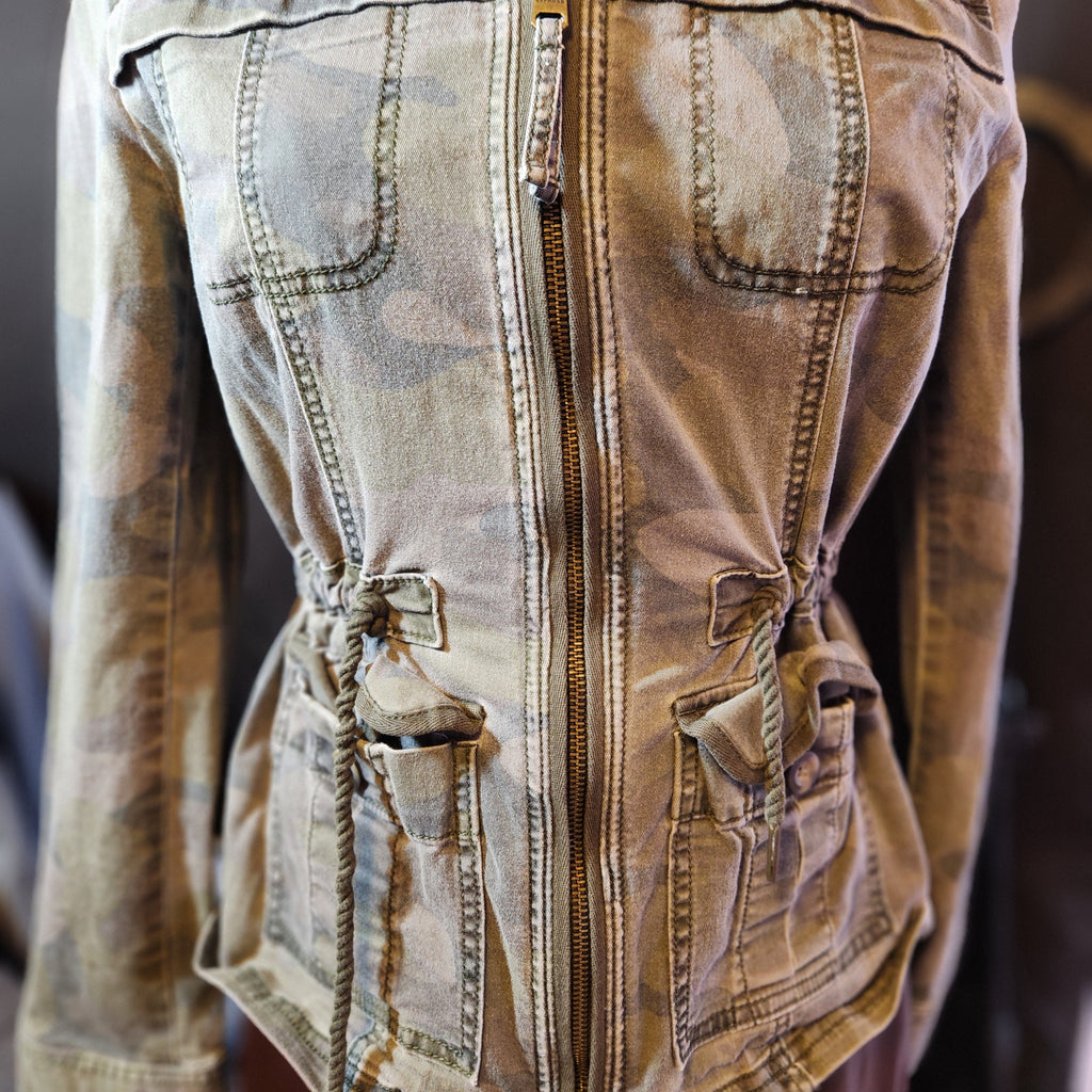 1990's Faded Camouflage Jacket with Fitted Waist