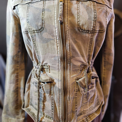 1990's Faded Camouflage Jacket with Fitted Waist