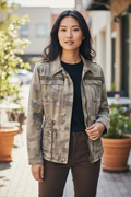 1990's Faded Camouflage Jacket with Fitted Waist