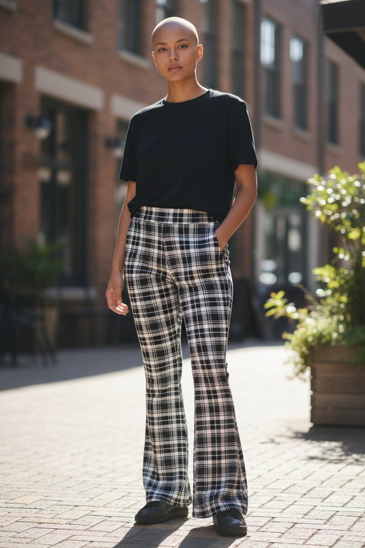 Y2K Plaid Flared Leg Pants