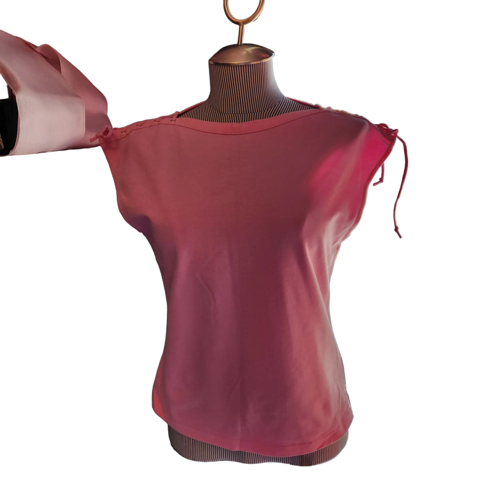 Willi Smith Pink Laced Shoulders Sleeveless Top