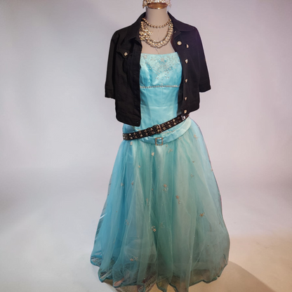 Black Denim Crop Jacket with Silver Buttons