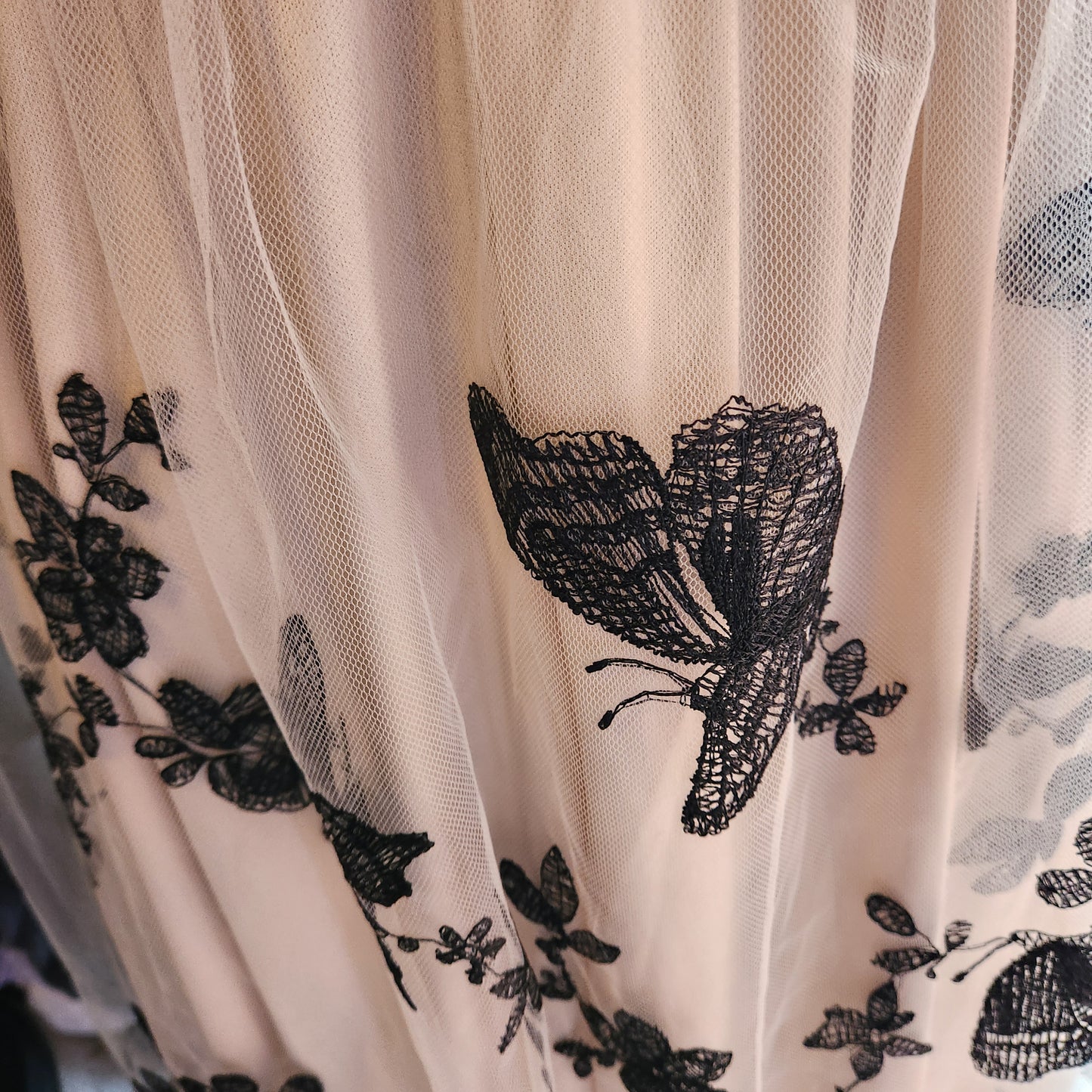 Halter Dress with Embroidered Butterflies