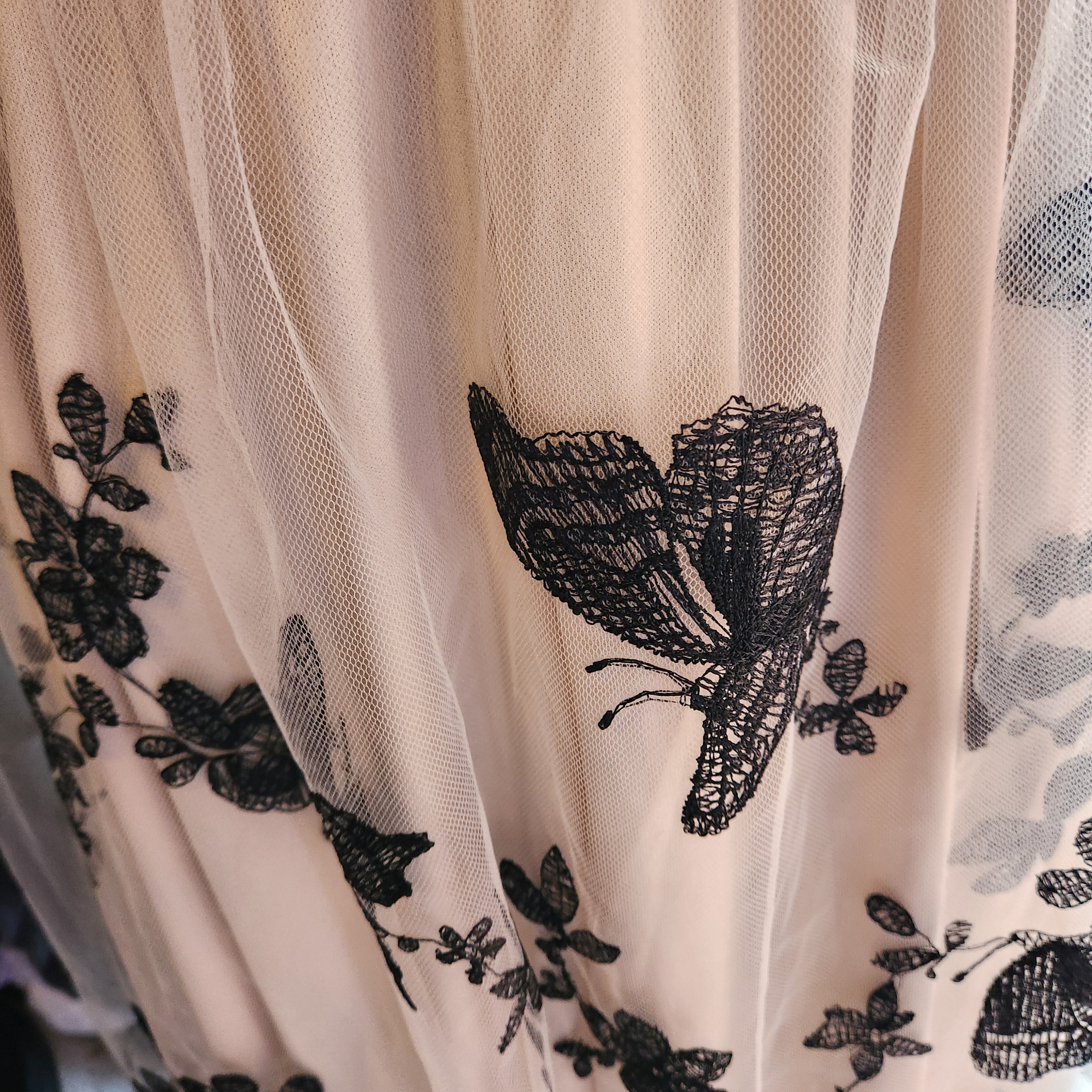 Halter Dress with Embroidered Butterflies