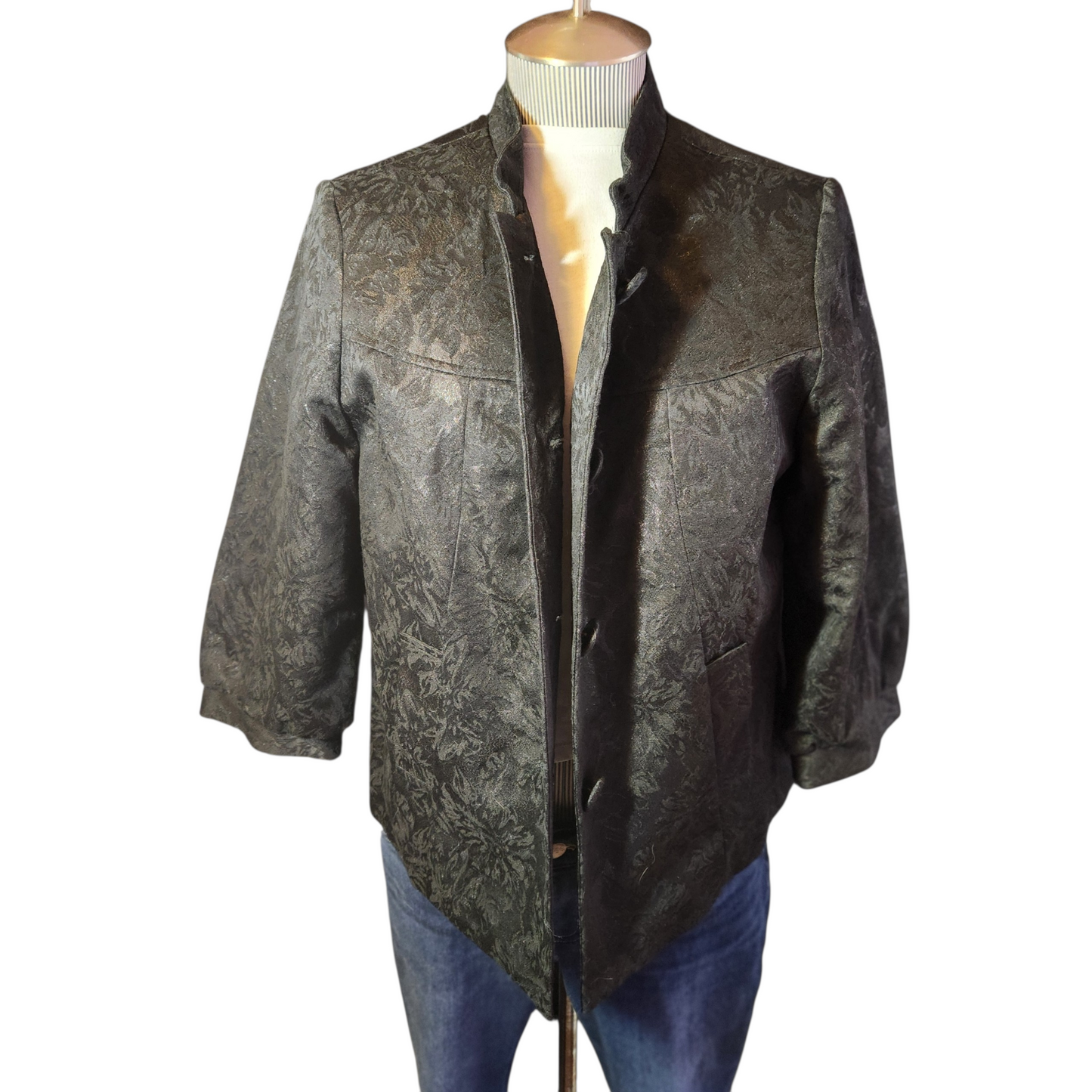 Y2K Crop Jacket Metallic Black