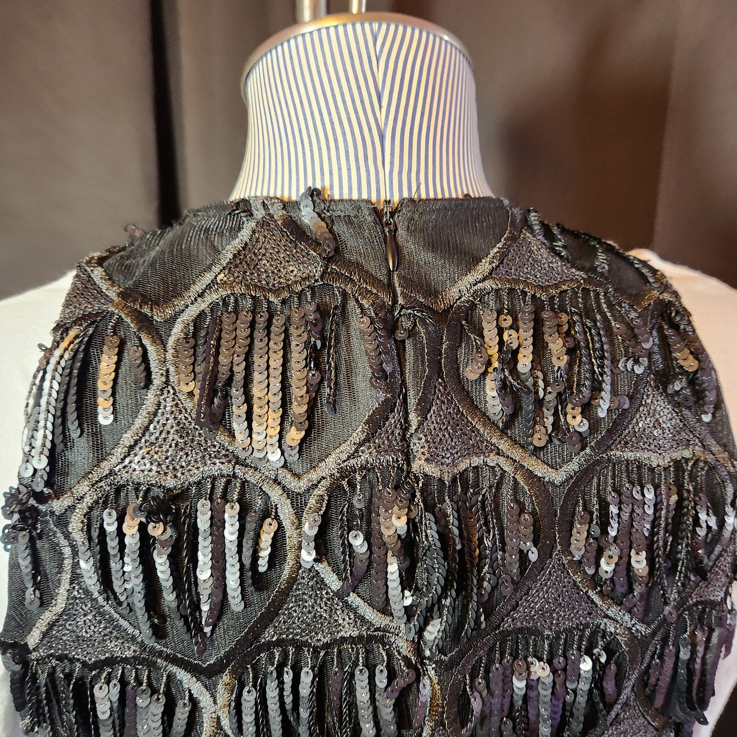 2000's Black Dangling Sequin Heart Dress