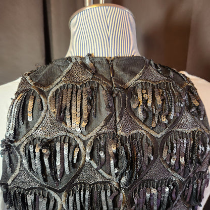 2000's Black Dangling Sequin Heart Dress