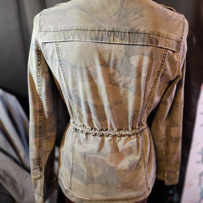 1990's Faded Camouflage Jacket with Fitted Waist