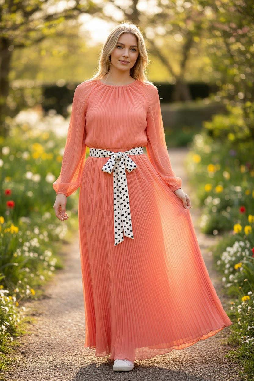 1980's Pink, Pleated Dress