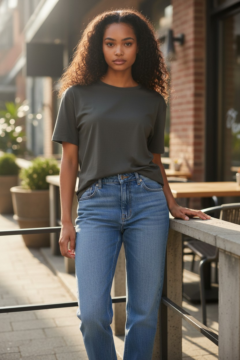 Blue Curve Elastic Waist Jeans