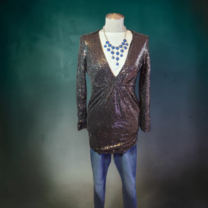 Y2K Sequined Long Sleeve Dress