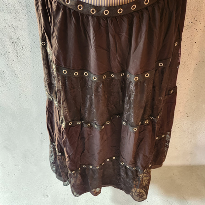 Striped Lace Black Long Skirt