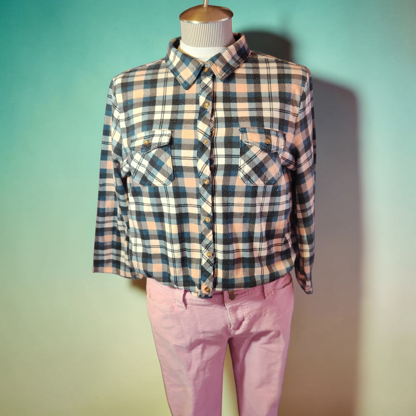 Pink Corduroy Jeans with Double Button Closure