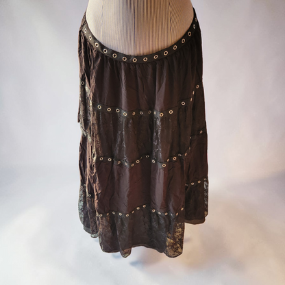 Striped Lace Black Long Skirt