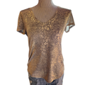 Metallic Gold Animal Print VNeck Tee