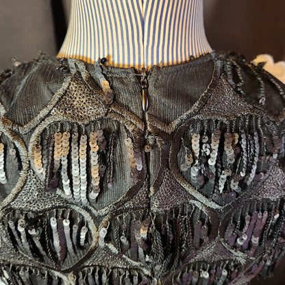 2000's Black Dangling Sequin Heart Dress