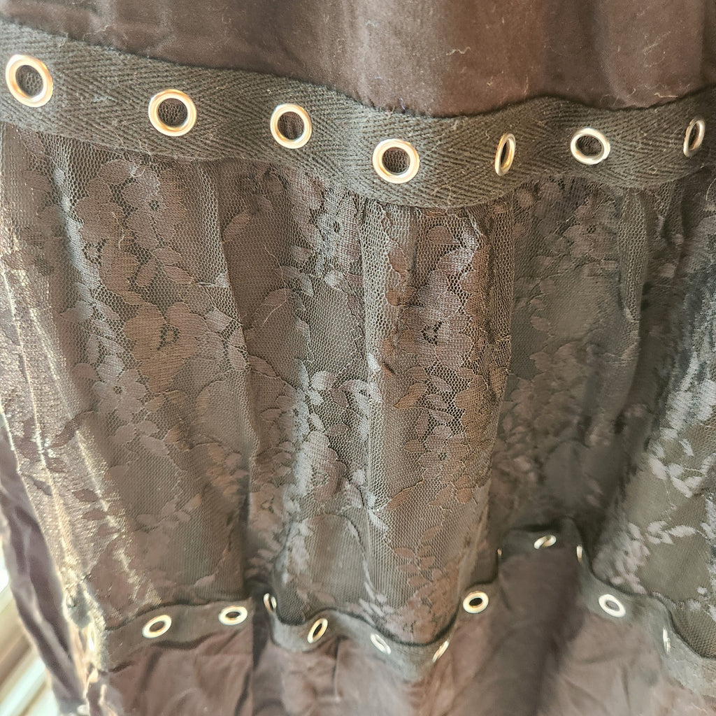 Striped Lace Black Long Skirt