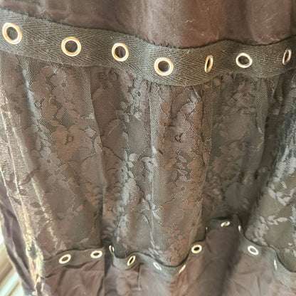 Striped Lace Black Long Skirt