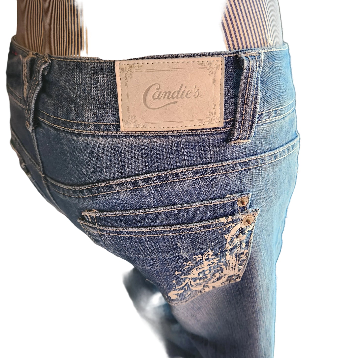 Candies Jeans with stenciling and bedazzled on back.
