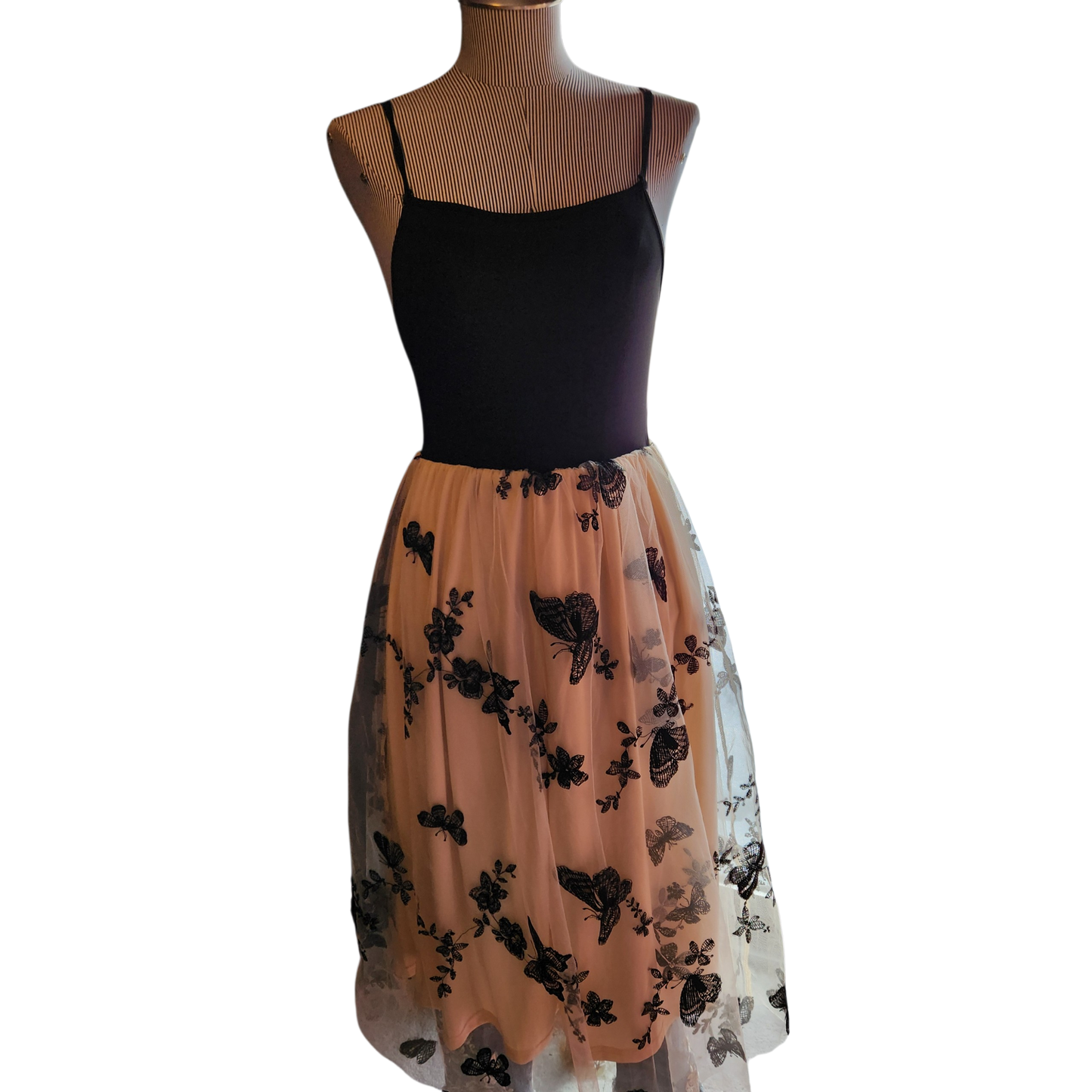 Halter Dress with Embroidered Butterflies