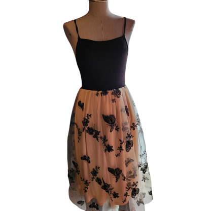 Halter Dress with Embroidered Butterflies