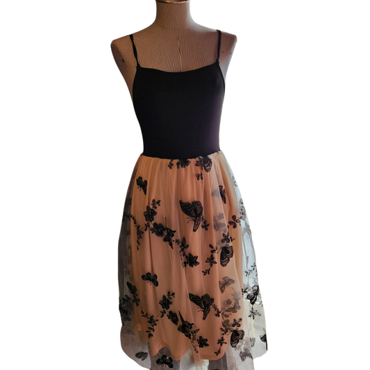 Halter Dress with Embroidered Butterflies