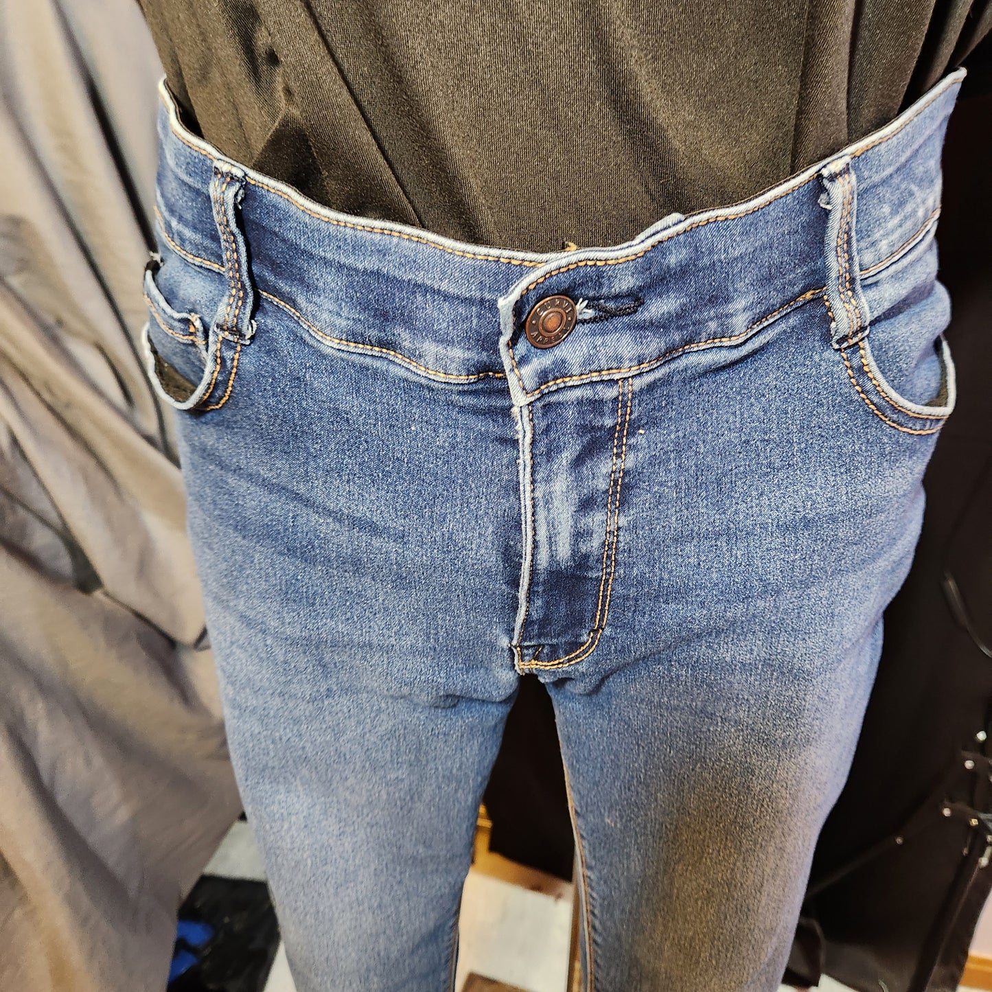 Blue Curve Elastic Waist Jeans