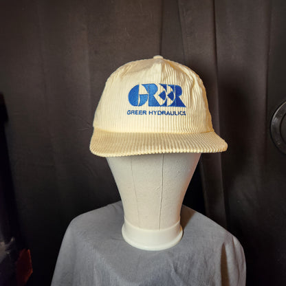 Greer Hydraulics Cream Corduroy Baseball Cap