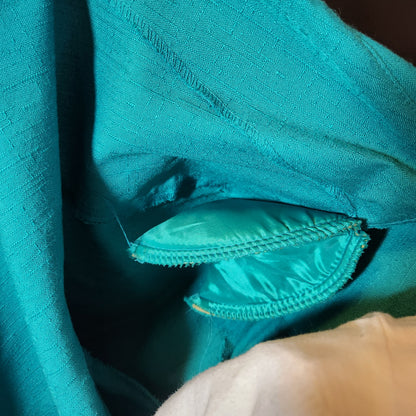 1980's Turquoise Button Down Jacket with Shoulder Pads