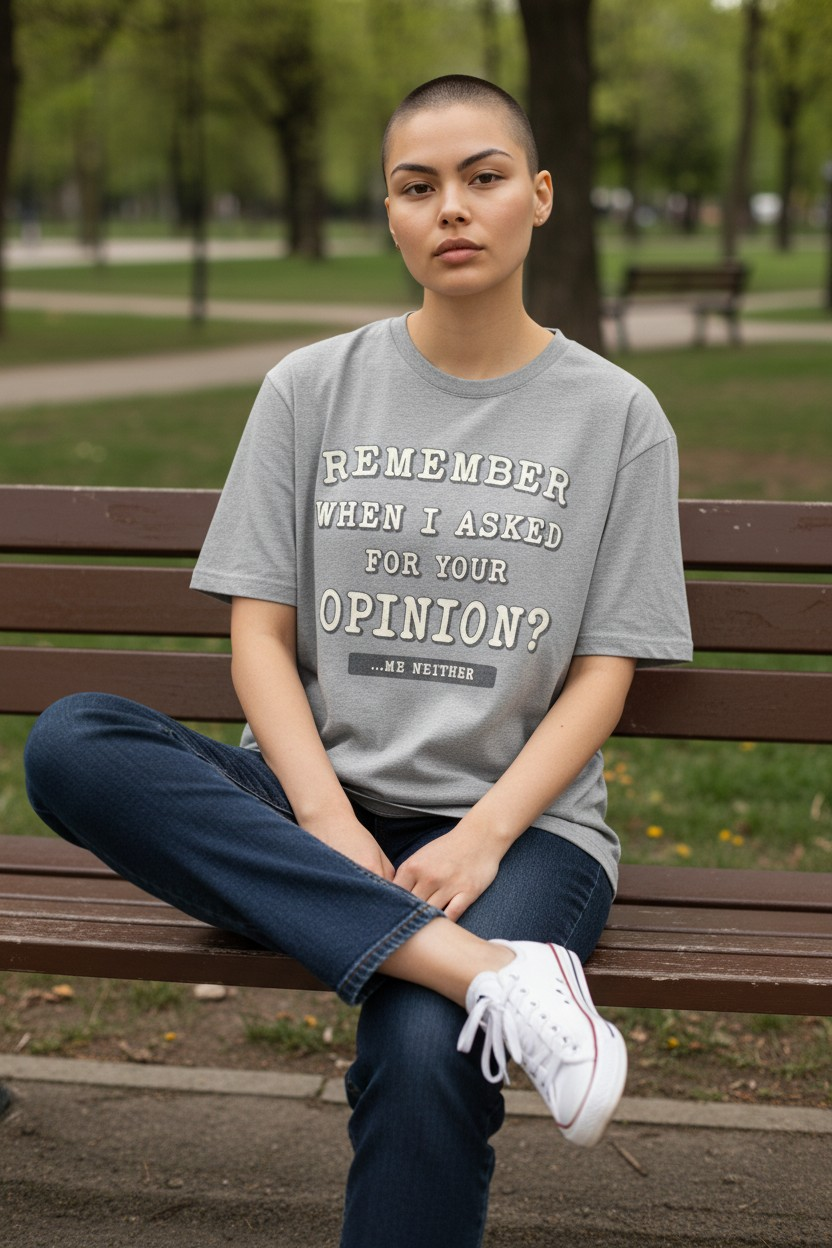 Grey  Funny "Opinion" Tee