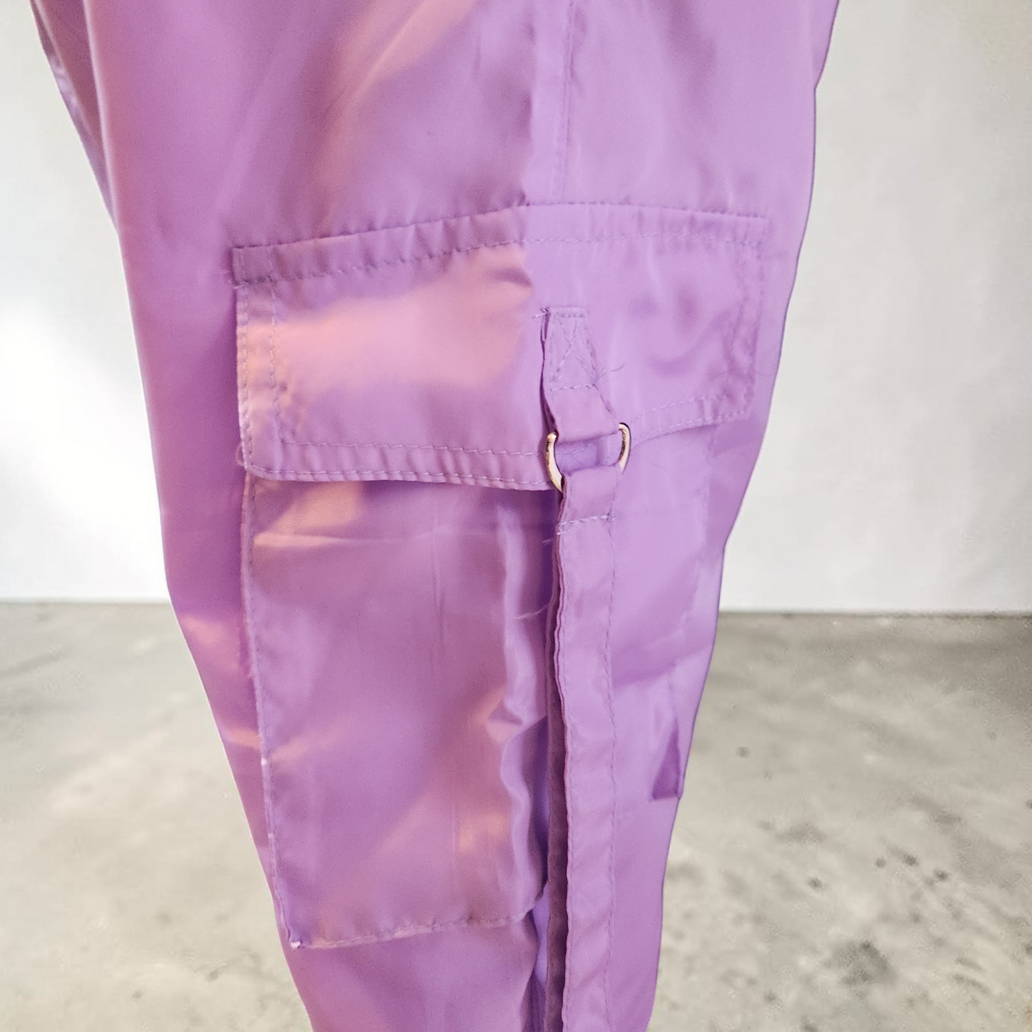 1990's Pastel Purple Silky Parachute Pants with Large Pockets