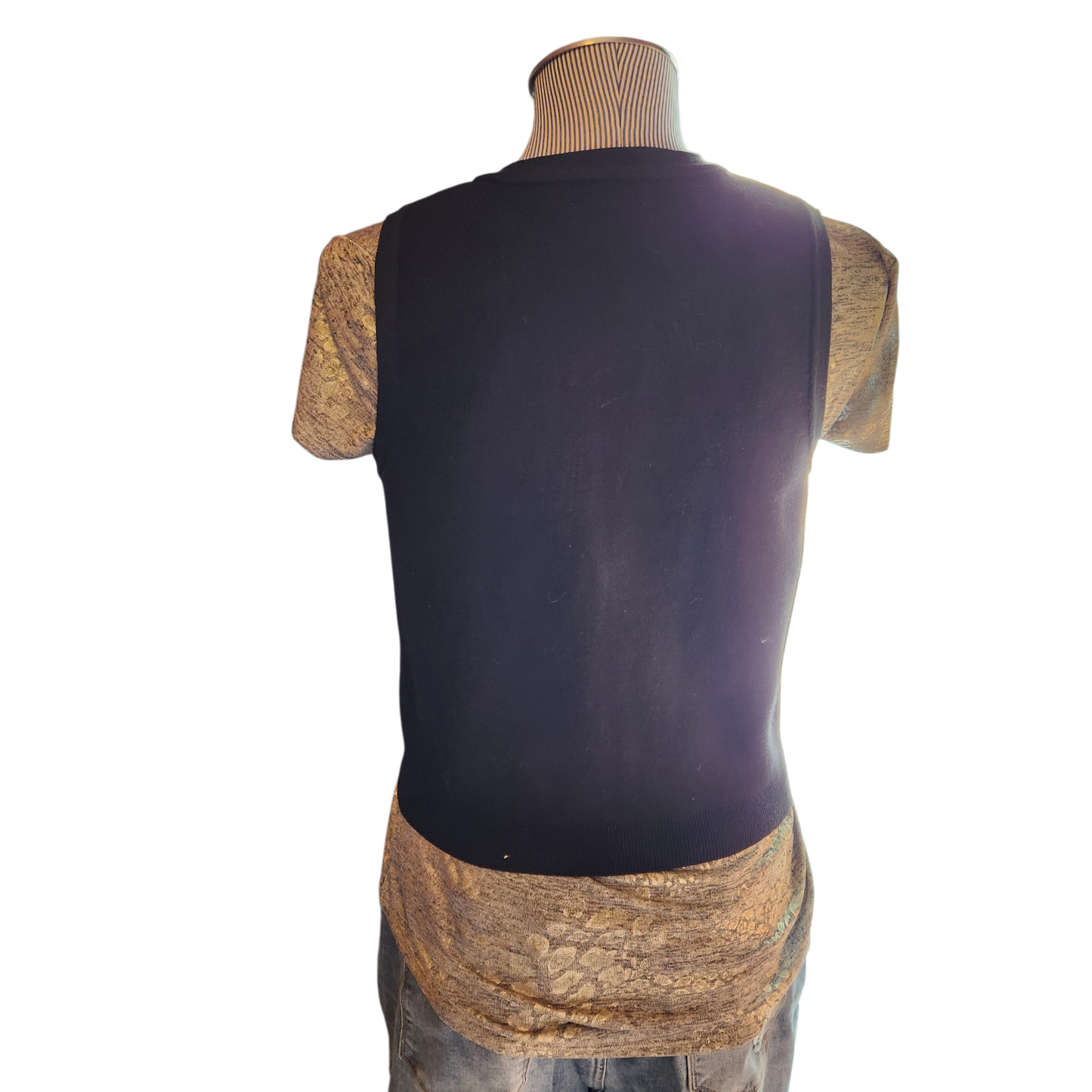 Black Sweater Vest with Engraved Gold Buttons