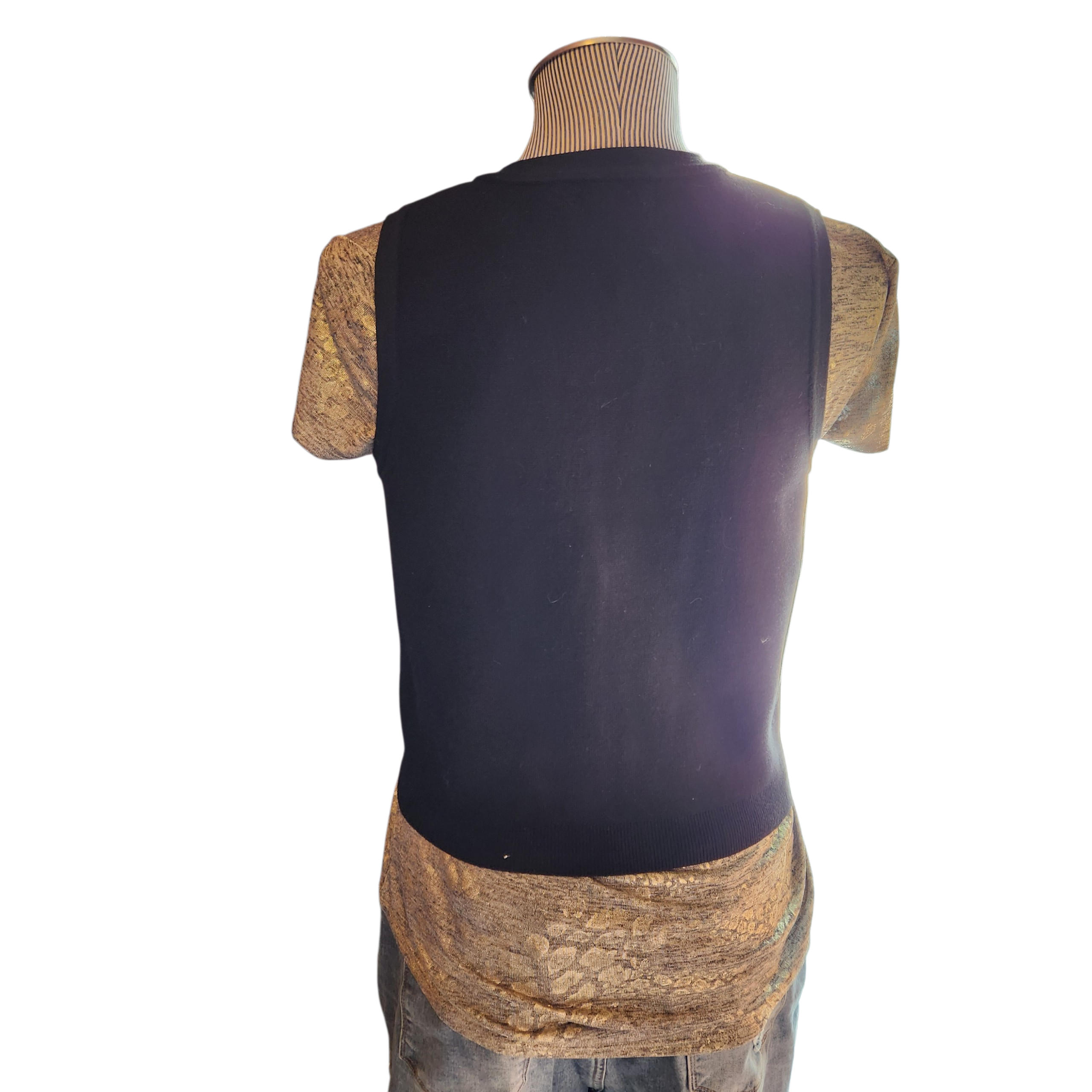 Black Sweater Vest with Engraved Gold Buttons