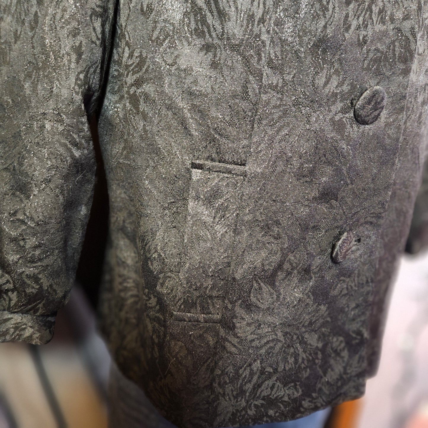 Y2K Crop Jacket Metallic Black