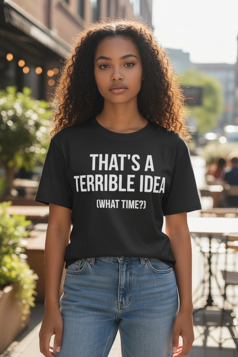 Black "That's A Terrible Idea" Tee