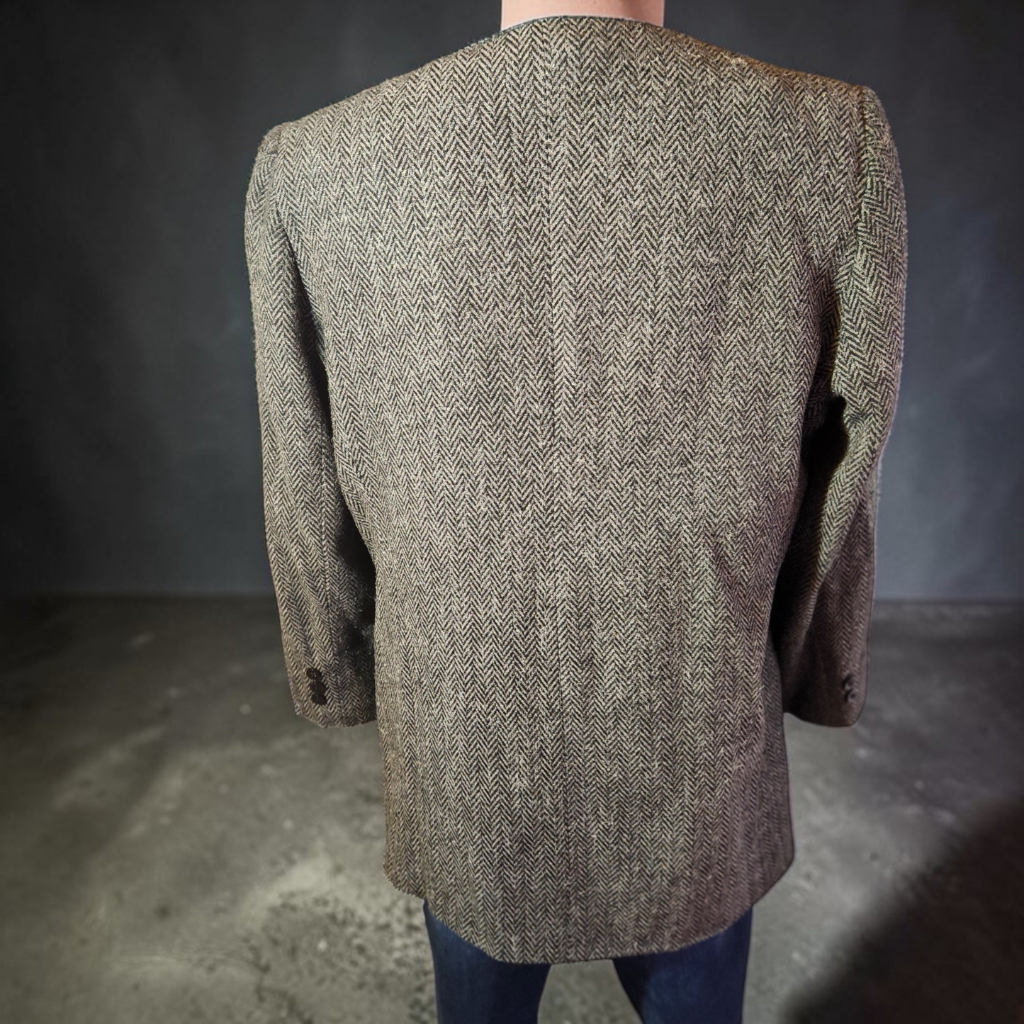 Houndstooth Jacket with Velour Collar