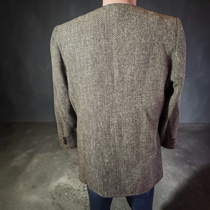 Houndstooth Jacket with Velour Collar