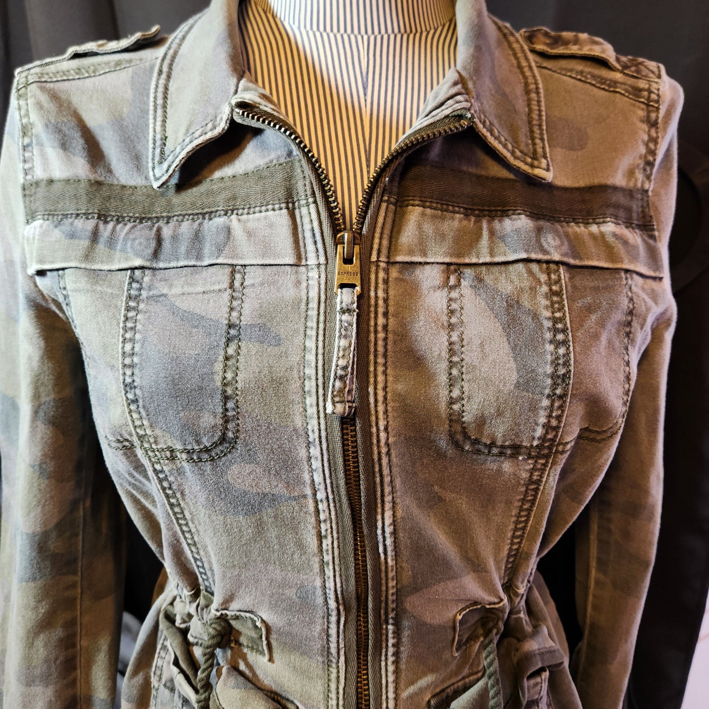 1990's Faded Camouflage Jacket with Fitted Waist