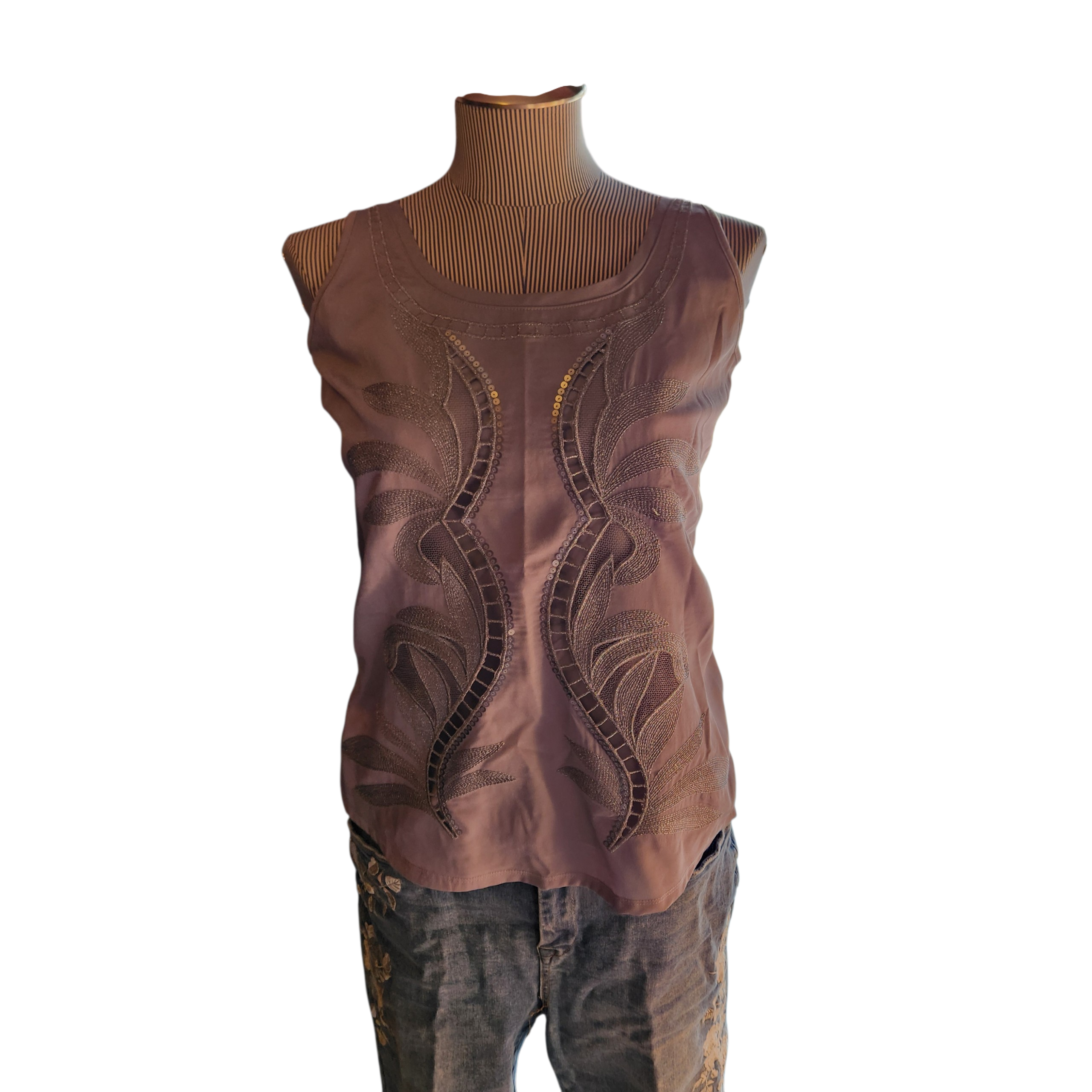 Metallic Lace over Sleeveless Tank